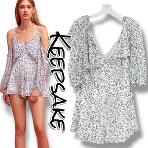 New Keepsake The Label Morning Rain Playsuit Rain Print Romper Womens Size Med